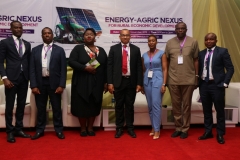 Panelists from plenary session three, Kudzai Gumunyu, Divisional Head, Agribusiness, FCMB; Yosola Onanuga, Executive Director, NICERT; Mr. George Ogbonnaya, Group Head, Business Banking, FCMB; Temitope Udo-Affia, Advisor, Sustainable Energy Access, Off-Grid Nigerian Energy Support Programme (NESP), Nnamdi Agbim, MD/CEO, Interkel Group; Koye Alaba, Advisor, GreenMax Capital; facilitated by Oluyemi Rufai, Head, SME Advisory, FCMB